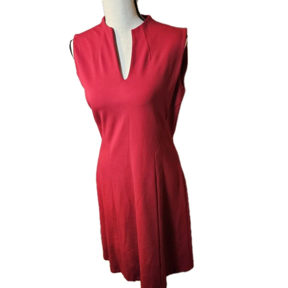 Lafayette 148 Jacquard V-Neck Wine Sheath Dress WomenSZ 4 Party Cocktail Career